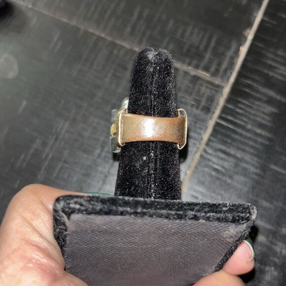 Yellow Gold & Silver Tone Chunky Cocktail Ring Size 5 - Picture 4 of 15